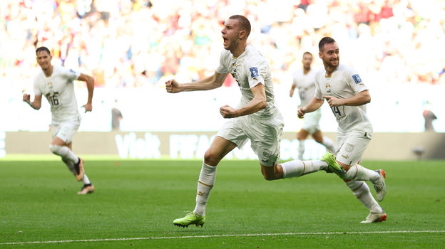 Защитник сборной Сербии Страхиня Павлович (в центре) празднует забитый мяч. Фото Reuters Защитник сборной Сербии Страхиня Павлович (в центре) празднует забитый мяч. Фото Reuters