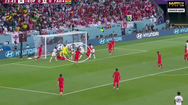 Эпизод матча Корея — Гана, где Андре Айю сыграл рукой. Эпизод матча Корея — Гана, где Андре Айю сыграл рукой.