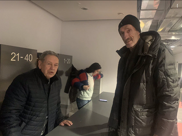 Анатолий Штейбок и Михаил Силантьев встретились на игре «Зенита». Анатолий Штейбок и Михаил Силантьев встретились на игре «Зенита».