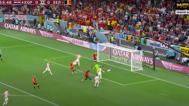1 декабря. Хорватия — Бельгия — 0:0. Голевой момент у Лукаку. Фото Скриншот трансляции 1 декабря. Хорватия — Бельгия — 0:0. Голевой момент у Лукаку. Фото Скриншот трансляции