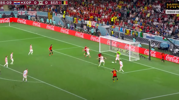 1 декабря. Хорватия — Бельгия — 0:0. Голевой момент у Лукаку. Фото Скриншот трансляции 1 декабря. Хорватия — Бельгия — 0:0. Голевой момент у Лукаку. Фото Скриншот трансляции