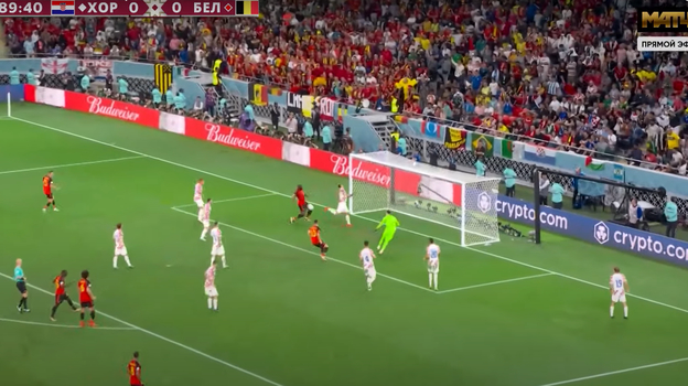 1 декабря. Хорватия — Бельгия — 0:0. Голевой момент у Лукаку. Фото Скриншот трансляции 1 декабря. Хорватия — Бельгия — 0:0. Голевой момент у Лукаку. Фото Скриншот трансляции