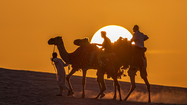 Прогулка на верблюдах по пустыне Катара. Фото AFP Прогулка на верблюдах по пустыне Катара. Фото AFP