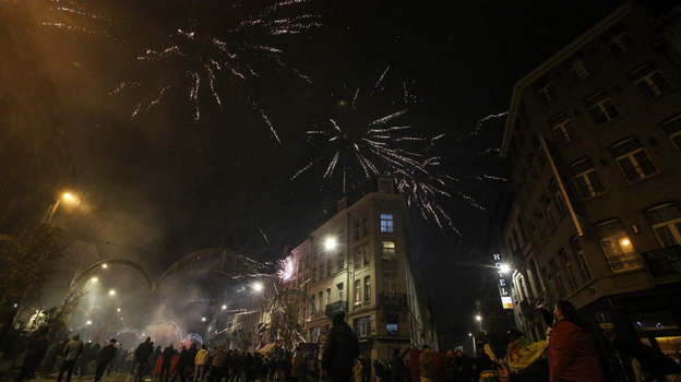 Брюссель во время гуляние марокканских фанатов. Фото AFP Брюссель во время гуляние марокканских фанатов. Фото AFP