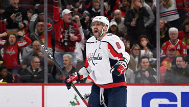 Радость Александра Овечкина после заброшенной шайбы.