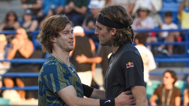 Андрей Рублев и Стефанос Циципас. Фото AFP Андрей Рублев и Стефанос Циципас. Фото AFP