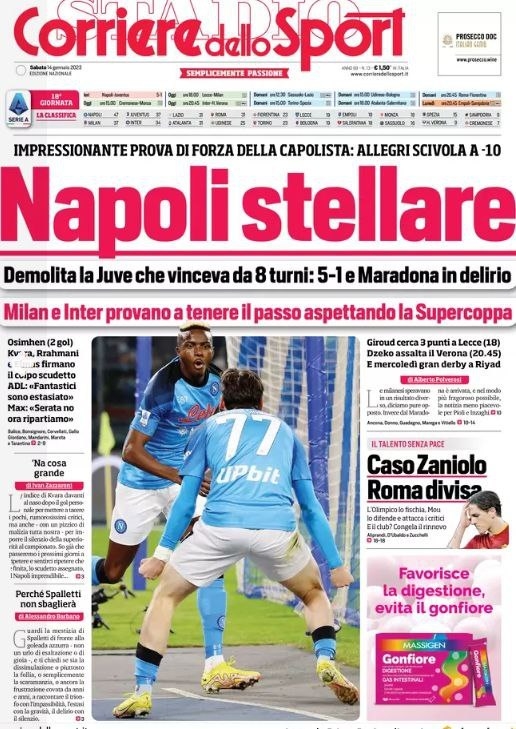 Обложка газеты Corriere dello Sport. Обложка газеты Corriere dello Sport.