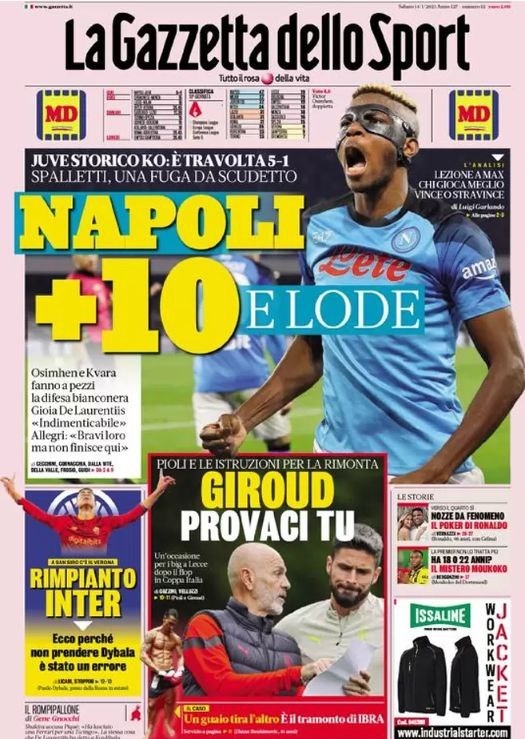 Обложка газеты La Gazzetta dello Sport. Обложка газеты La Gazzetta dello Sport.