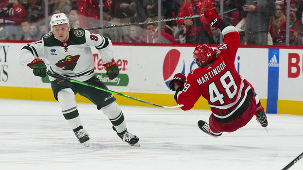 Кирилл Капризов в матче «Каролина» — «Миннесота» (5:2). Фото USA Today Sports Кирилл Капризов в матче «Каролина» — «Миннесота» (5:2). Фото USA Today Sports