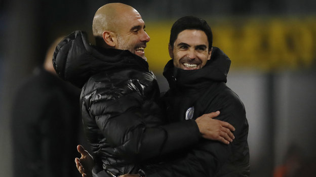 Хосеп Гвардиола и Микель Артета. Фото Global Look Press Хосеп Гвардиола и Микель Артета. Фото Global Look Press