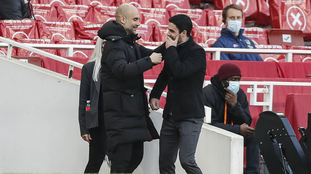 Хосеп Гвардиола и Микель Артета. Фото Global Look Press Хосеп Гвардиола и Микель Артета. Фото Global Look Press