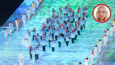 Команда ОКР на церемонии открытия Олимпийских игр в Пекине.