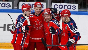 Игроки ЦСКА в матче с «Северсталью».