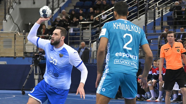 Момент матча между сборными России и Белоруссии.