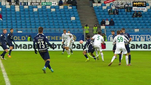 Эпизод матча «Крылья Советов» — «Ахмат» (0:1).