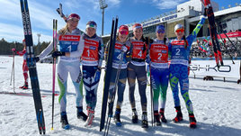 Екатерина Носкова (слева) с другими призерами командного спринта чемпионата России