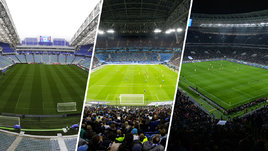 Стадионы «Фишт», «Ростов Арена» и «Лужники»