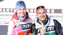 Биатлонисты Виктория Сливко и Евгений Гараничев