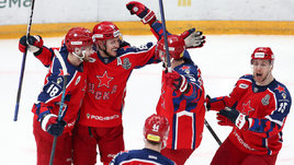 Радость хоккеистов ЦСКА после победы над «Локомотивом»