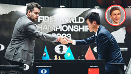 Шахматисты Ян Непомнящий и Дин Лижэнь.