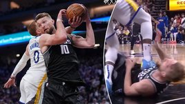 Баскетболист Дрэймонд Грин наступил на Домантаса Сабониса (№10) в матче «Сакраменто» — «Голден Стэйт»