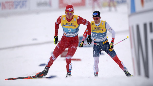 Лыжники Александр Большунов и Йоханнес Клебо