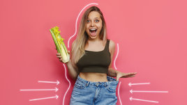 Девушка в хорошей форме с сельдерем.