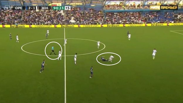 Скриншот трансляции матча «Оренбург» — «Зенит».