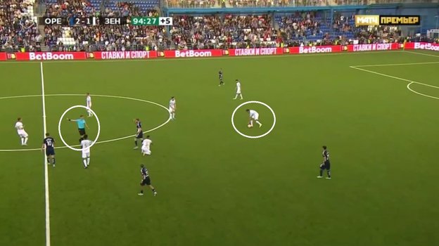 Скриншот трансляции матча «Оренбург» — «Зенит».