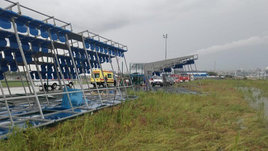 На территории Гребного канала в Ростове-на-Дону обрушилась трибуна