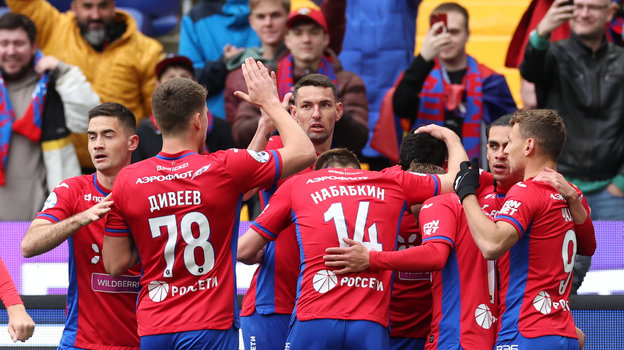 Радость игроков ЦСКА после первого гола