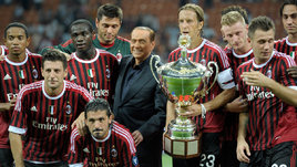 Сильвио Берлускони с футболистами «Милана»