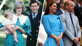 Диана и Кейт в похожих бирюзовых платьях в горох