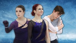 Фигуристы Камила Валиева, Александра Трусова и Петр Гуменник