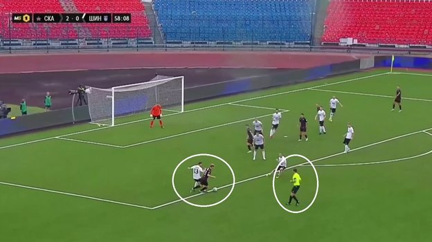 Эпизод матча «СКА-Хабаровск» — «Шинник» (2:0).