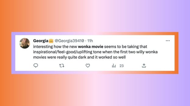 Интересно, как новый фильм Вонка будет удерживать такой вдохновленно-добрый и воодушевляющий тон, если два прошлых фильма о Вонке были достаточно мрачными, и это хорошо работало.