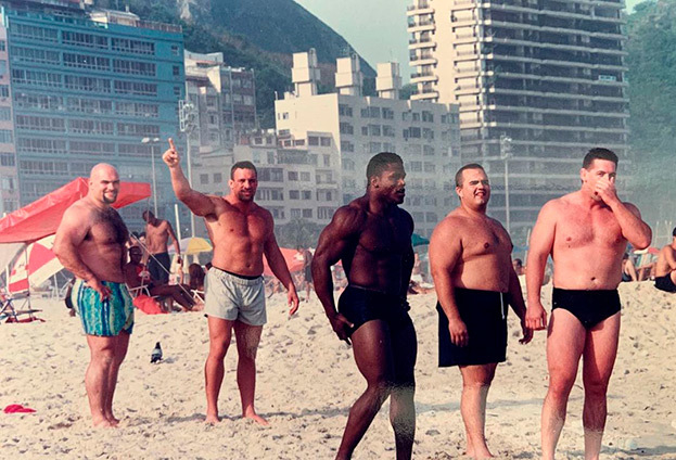 Рэндельман на пляже Копакабана в 1996 году.