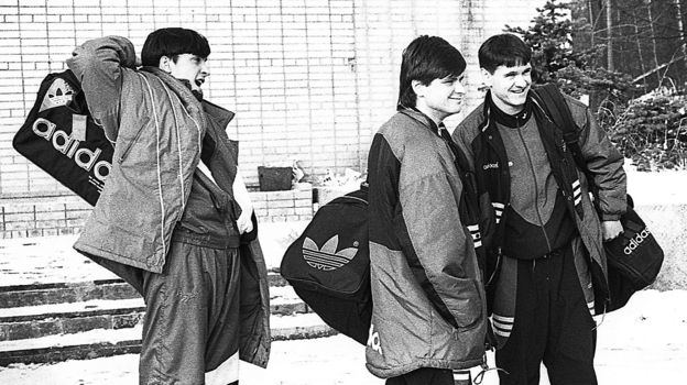 Январь 1995 года. Тарасовка. Артем Безродный, Олег Надуда и Дмитрий Аленичев.