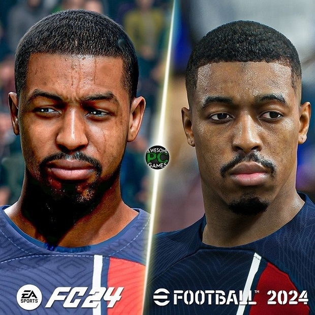 Сравнение FC 24 и eFootball 2024.