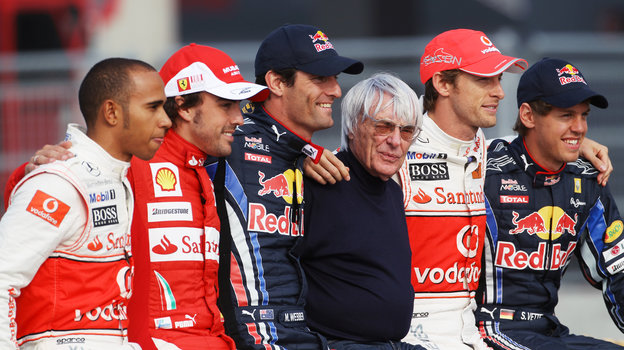 Льюис Хамилтон, Фернандо Алонсо, Марк Уэббер, Берни Экклстоун, Дженсон Баттон, Себастьян Феттель.