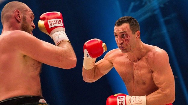 Тайсон Фьюри и Владимир Кличко. Боксеры Тайсон Фьюри и Владимир Кличко.