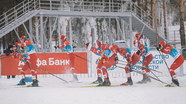 Лыжники на Кубке России.