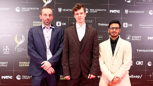 Лучшие шахматисты турнира: Александр Грищук, Владислав Артемьев и Раунак Садхвани.