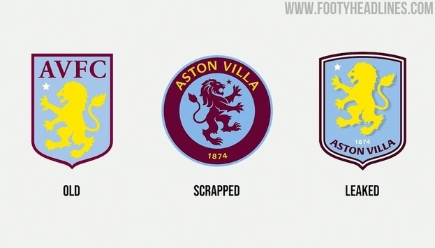Старый (слева), нынешний (в центре) и возможный новый логотип «Астон Виллы».