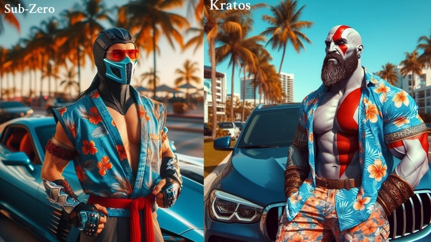 Персонажи из игр в Майами.