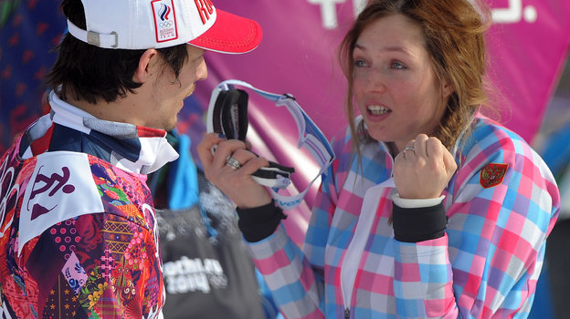 Вик Уайлд и Алена Заварзина на Олимпиаде в Сочи.