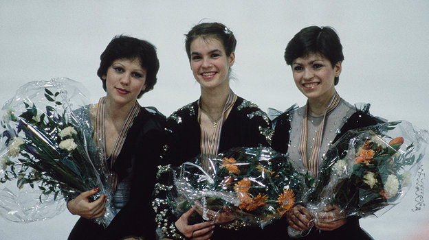 Анна Леванди-Кондрашова (справа) на подиуме чемпионата Европы-86.