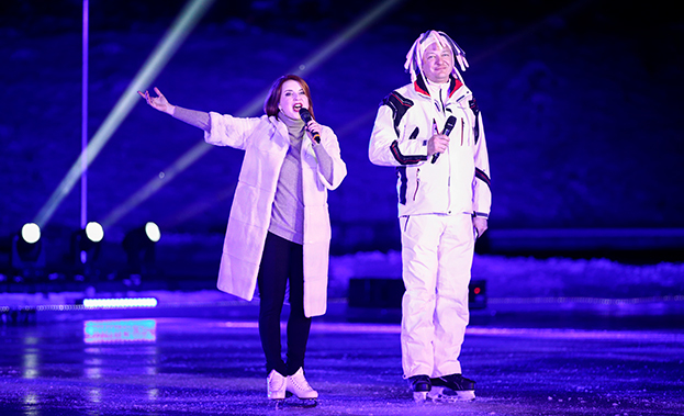 Ирина Слуцкая и Марат Башаров во время шоу.