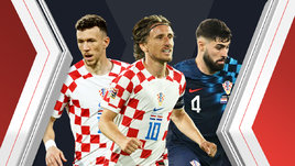 Футболисты сборной Хорватии Иван Перишич, Лука Модрич и Йошко Гвардиол