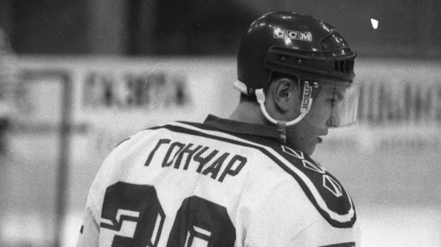 Сергей Гончар в 1995 году. Хоккеист Сергей Гончар в 1995 году